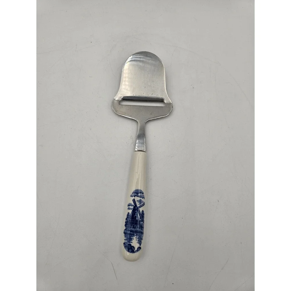 Elesva Stainless Steel Cheese Plane Delft Style Windmill Ceramic Handle 8.5in